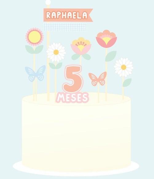 Topo de Bolo para Mesversário Primavera Flores