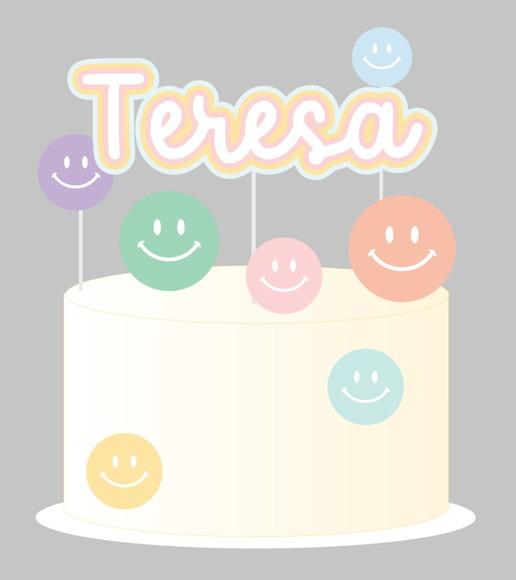 Topo de Bolo Personalizado Smiles para Mesversário