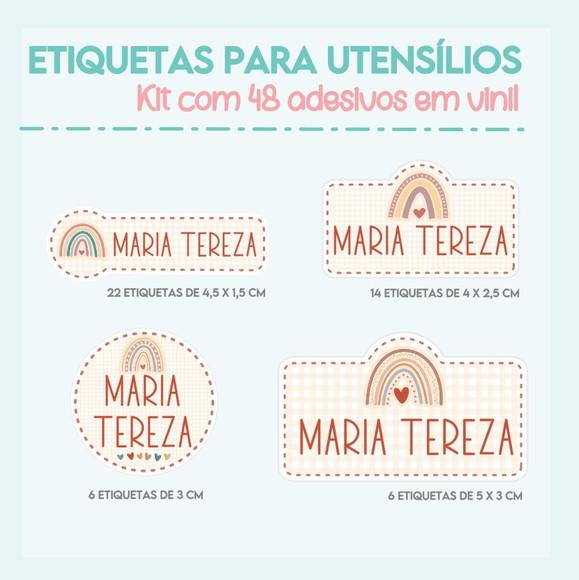 Etiquetas em Vinil Laváveis Material Escolar Arco-íris Boho