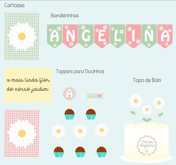 Festa Básica Kit de Papelaria para Chá de Bebê Margaridas