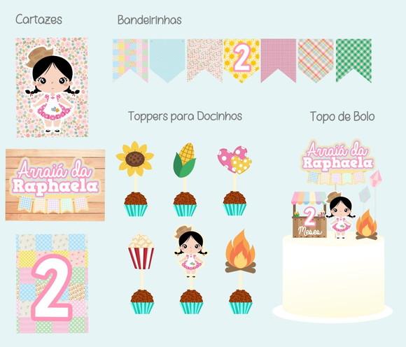 Festa Básica Kit de Papelaria para Festa Junina Mesversário