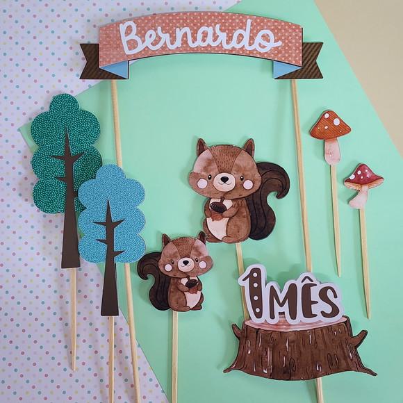 Topo de Bolo para Mesversário Dois Esquilinhos Dois Irmãos