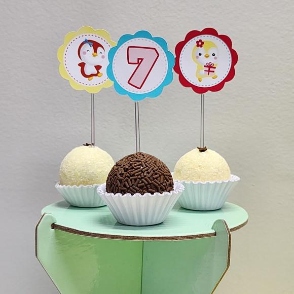 10 Toppers Pinguins para Docinhos ou Cupcakes