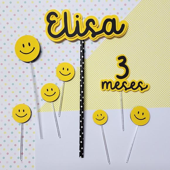 Topo de Bolo Personalizado Smiles para Mesversário