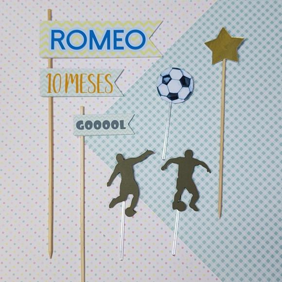 Topo de Bolo Temático Futebol Mesversário de Bebê