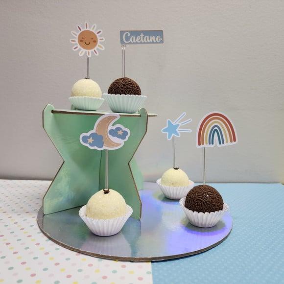 10 Toppers Arco Ìris Boho para Docinhos ou Cupcakes