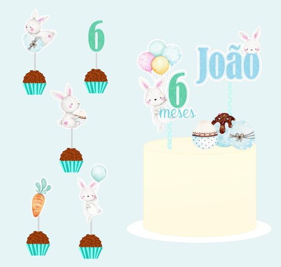 Papelaria Mesversário Topo do Bolo e Toppers Páscoa