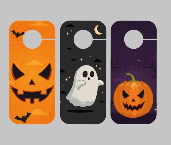 Aviso de Porta para Festa de Halloween em Prédio Condomínio