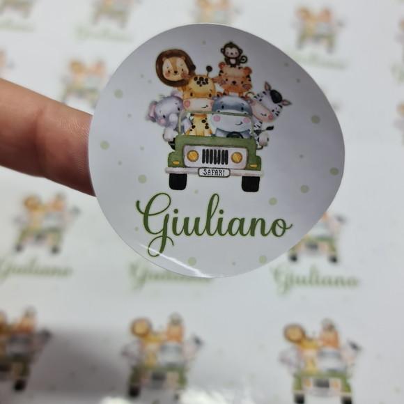 15 Rótulos Adesivos de 5cm Personalizados Tema Safari