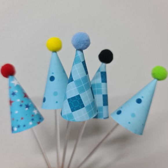 10 Toppers para Docinhos 3d Chapeuzinho de Festa com Pompom