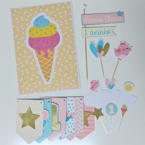 Festa Básica Kit De Papelaria Para Festinha Tema Sorvete
