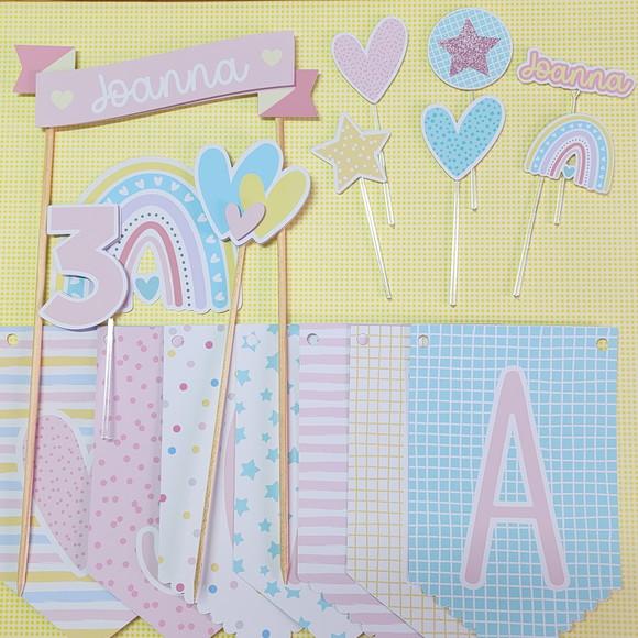 Mini Festa Arco-íris Kit De Papelaria Para Festinha Em Casa