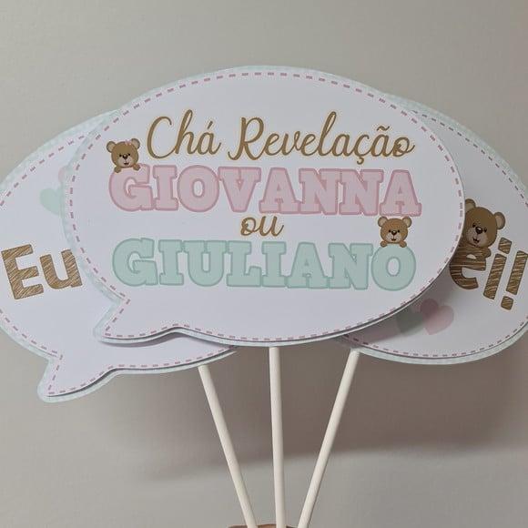 Placas Divertidas para Fotos Tema Chá Revelação