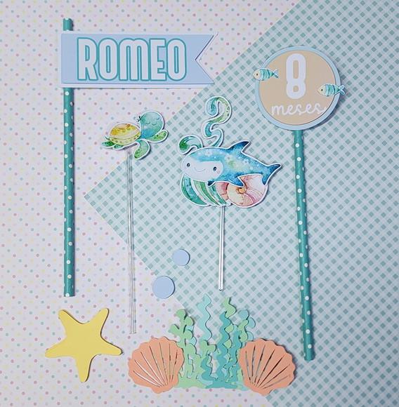 Topo De Bolo Personalizado Fundo Do Mar Aquarela