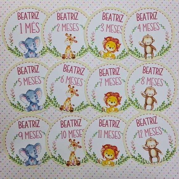 Kit de Adesivos para Body Mesversário Safari Menina