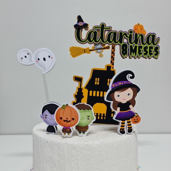 Topo de Bolo Temático Halloween para Mesversário de Bebê