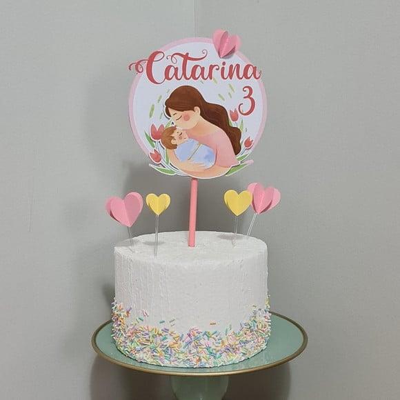 Topo de Bolo para Mesversário do bebê Dia das Mães