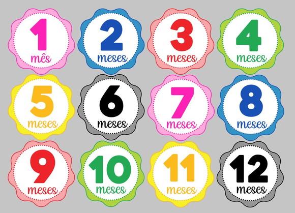 Kit de Adesivos para Body Mesversário do Bebê Coloridos