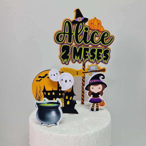 Topo de Bolo Temático Halloween para Mesversário de Bebê