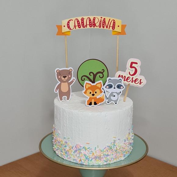 Topo de Bolo para Mesversário Animais do Bosque