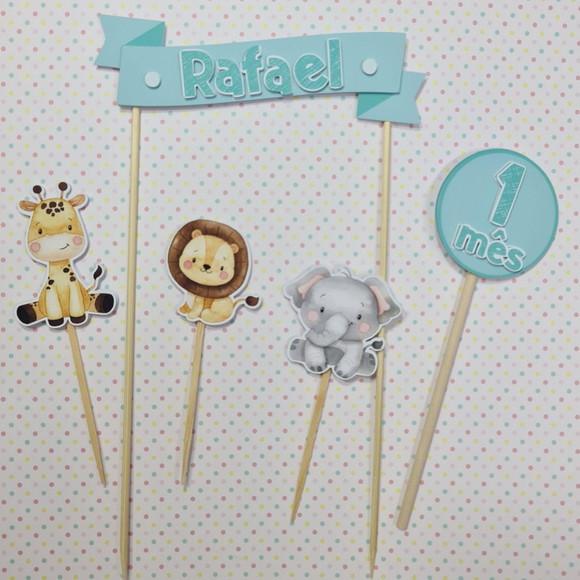 Topo De Bolo Personalizado Animais Do Safari