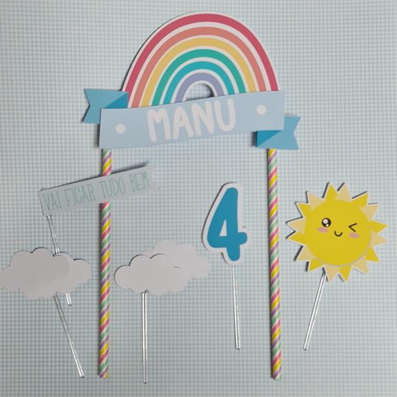 Topo de Bolo para Mesversário do bebê Arco-íris