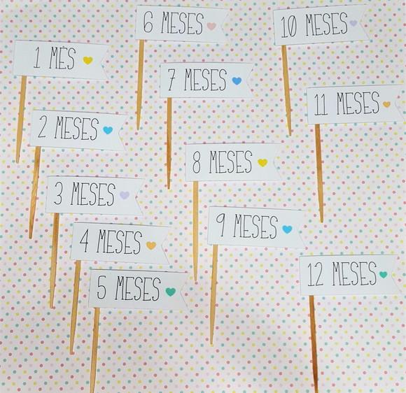 Kit Mesversário com Topos de Bolo todos os meses sem nome