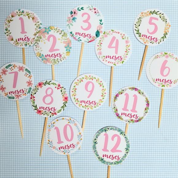 Kit Mesversário com Topos de Bolo todos os meses sem nome