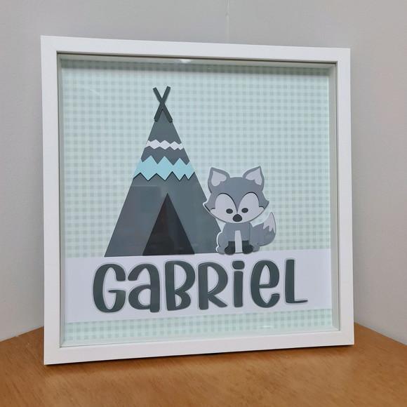 Quadro Porta Maternidade Raposinha Cinza