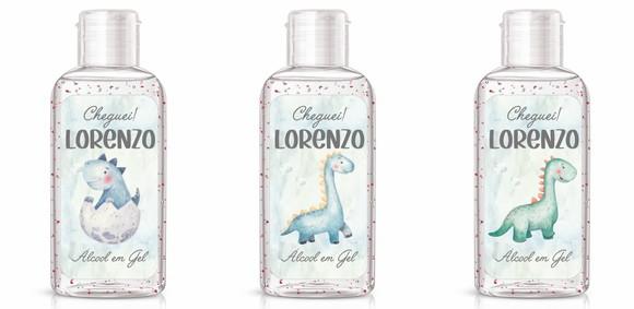 15 Rótulos Adesivos Personalizados para Álcool em Gel Dino