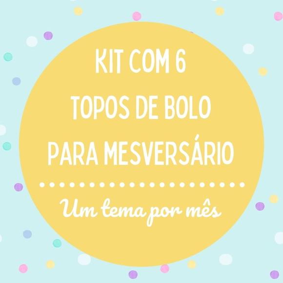 Kit com 6 Topos de Bolo para Mesversário Um Tema Por Mês