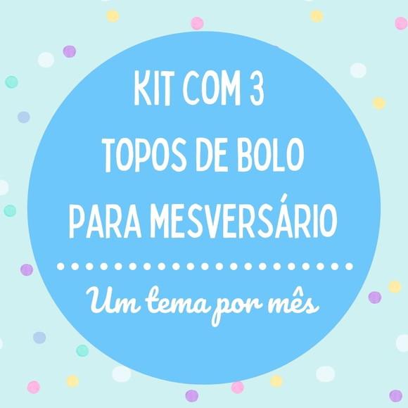 Kit com 3 Topos de Bolo para Mesversário Um Tema Por Mês