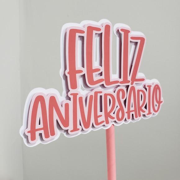 Topo de Bolo em Papel Feliz Aniversário