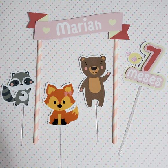 Topo de Bolo para Mesversário Animais do Bosque