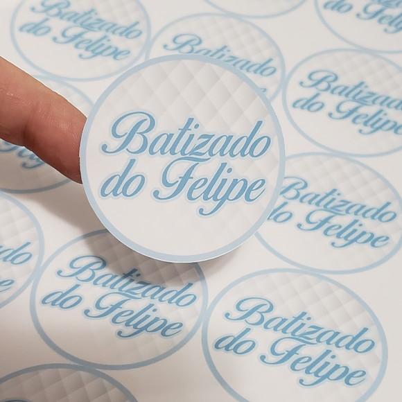15 Rótulos Adesivos Redondos 5cm Personalizados Batizado