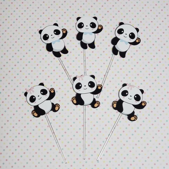 10 Toppers para Docinhos Ursinho Panda Chá Revelação