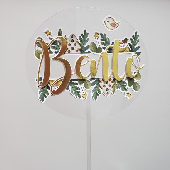 Topo de Bolo Flutuante Circular Metálico Tema Natal