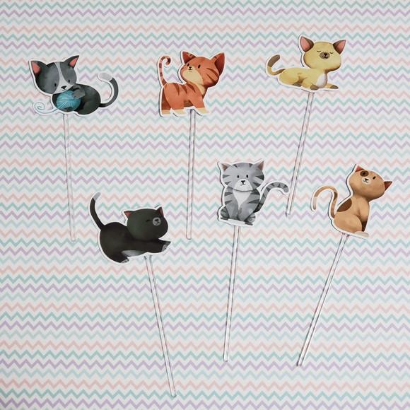 10 Toppers Gatos Gatinhos para Docinhos
