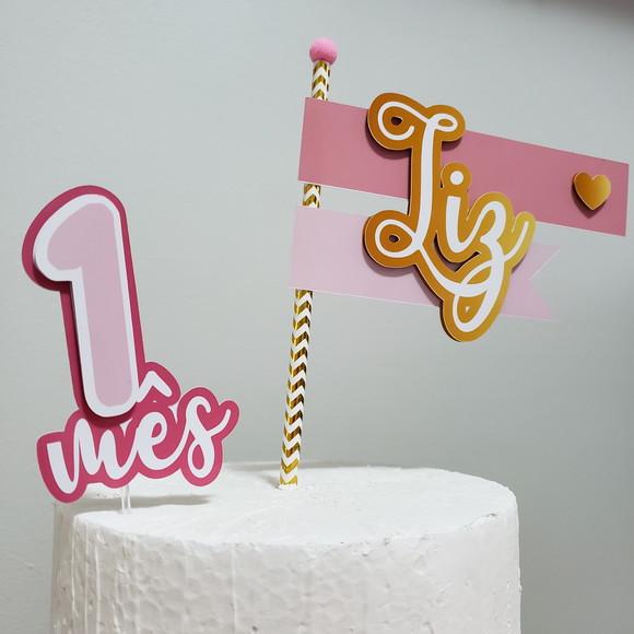 Topo de Bolo com nome e idade para aniversário