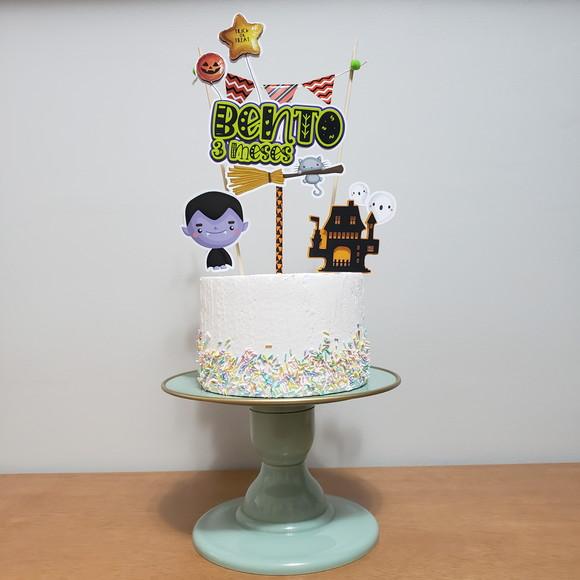 Topo de Bolo Temático Halloween para Mesversário de Bebê