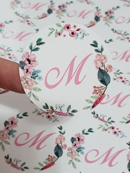 15 Rótulos Adesivos Redondos 5cm Personalizados Tema Floral