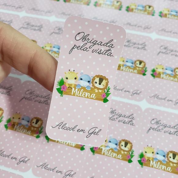 15 Rótulos Adesivos Personalizados para Álcool em Gel Safari