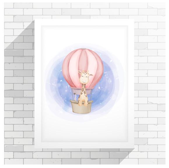 Pôster Digital Arquivo para impressão A4 Girafa Aquarela