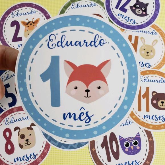 Kit de Adesivos para Body Mesversário Animais da Floresta