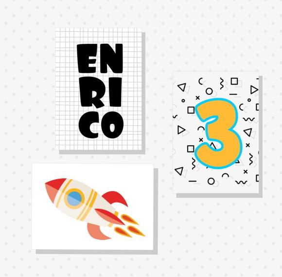 Kit com Três Pôsteres A4 Impressos para Decoração de Festa