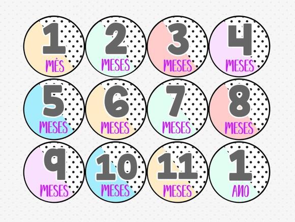 Kit de Adesivos para Body Mesversário do Bebê Candy Colors
