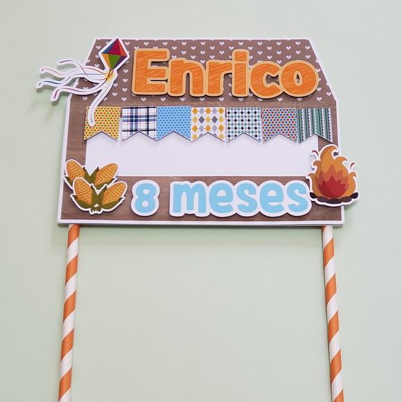 Topo de Bolo para Mesversário de Bebê Tema Festa Junina