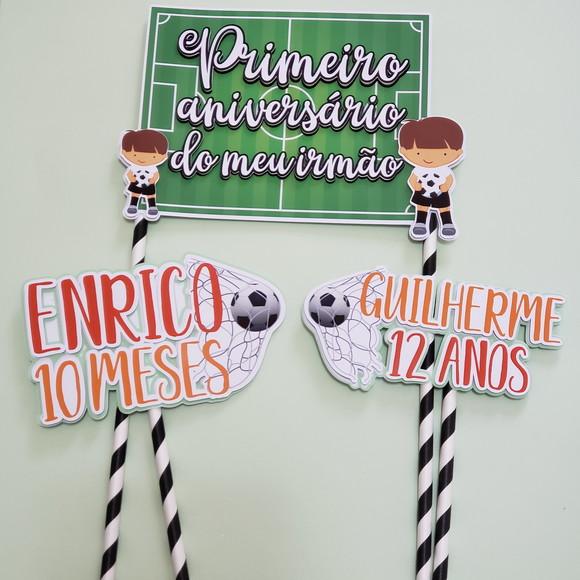 Topo de Bolo Temático Futebol Mesversário de Bebê