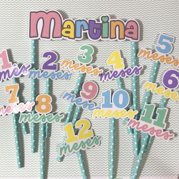 Kit Topos de Bolo Mesversário Bebê Personalizado Candy Color