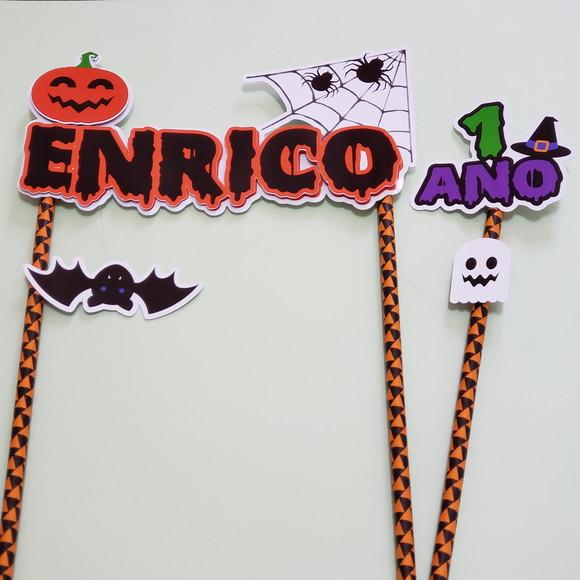 Topo de Bolo Temático Halloween para Mesversário de Bebê
